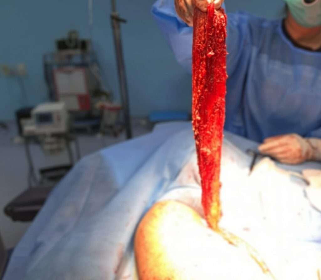 Surgical skin removal procedure in operating room